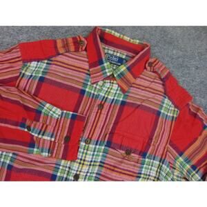 Vintage Polo Ralph Lauren Shirt Mens Small Red Green Plaid
